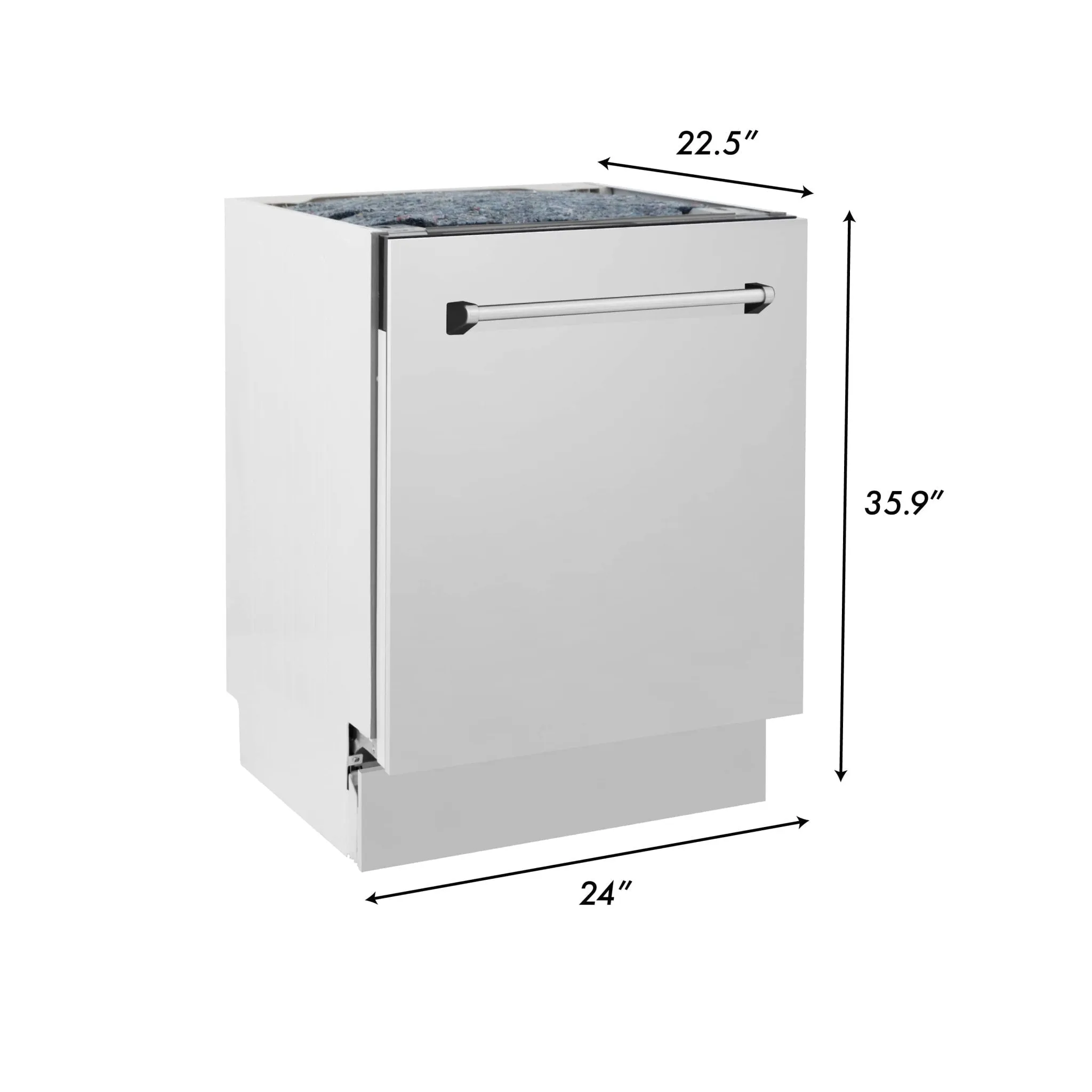 ZLINE 5-Piece Appliance Package - 48-Inch Rangetop, Refrigerator, 30-Inch Electric Double Wall Oven, 3-Rack Dishwasher, and Convertible Wall Mount Hood in Stainless Steel (5KPR-RTRH48-AWDDWV)
