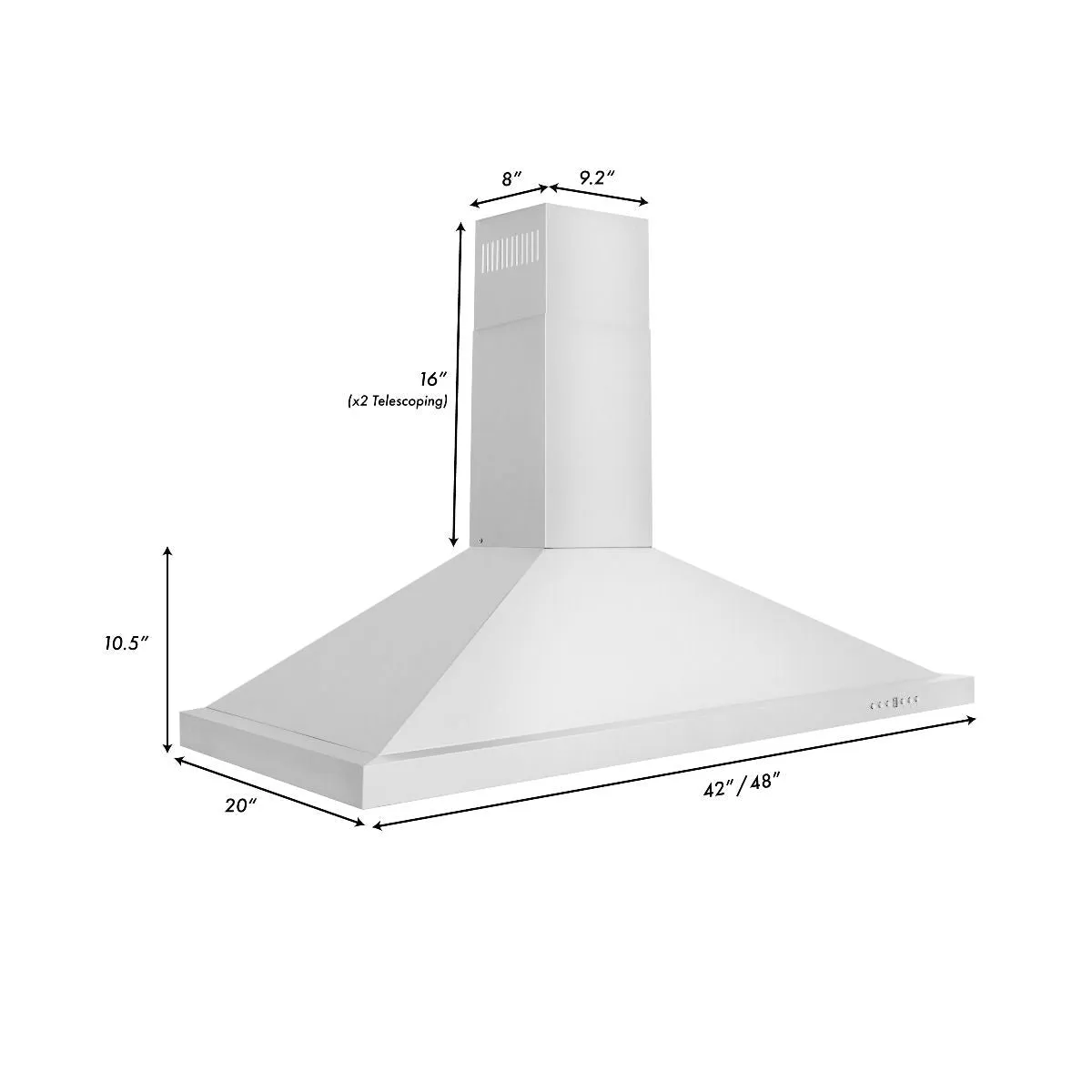 ZLINE 5-Piece Appliance Package - 48-Inch Rangetop, Refrigerator, 30-Inch Electric Double Wall Oven, 3-Rack Dishwasher, and Convertible Wall Mount Hood in Stainless Steel (5KPR-RTRH48-AWDDWV)