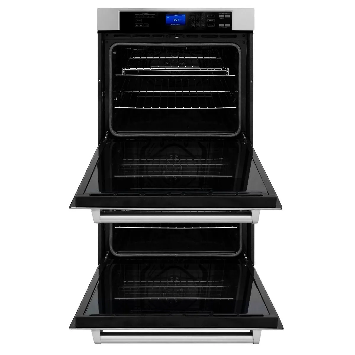 ZLINE 5-Piece Appliance Package - 48-Inch Rangetop, Refrigerator, 30-Inch Electric Double Wall Oven, 3-Rack Dishwasher, and Convertible Wall Mount Hood in Stainless Steel (5KPR-RTRH48-AWDDWV)