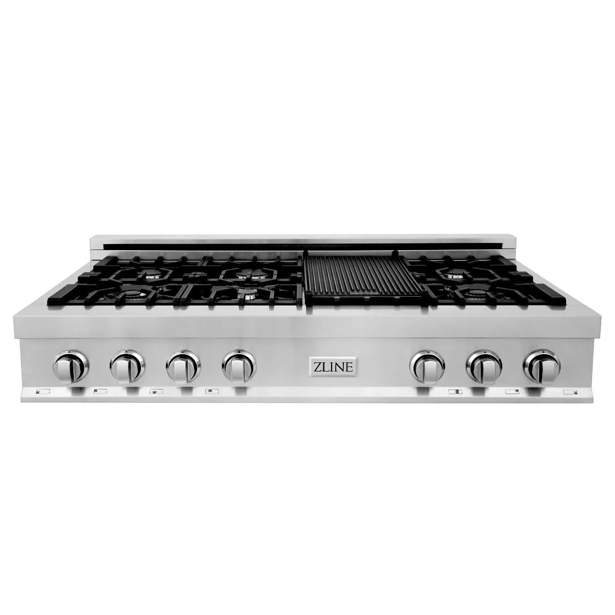 ZLINE 5-Piece Appliance Package - 48-Inch Rangetop, Refrigerator, 30-Inch Electric Double Wall Oven, 3-Rack Dishwasher, and Convertible Wall Mount Hood in Stainless Steel (5KPR-RTRH48-AWDDWV)