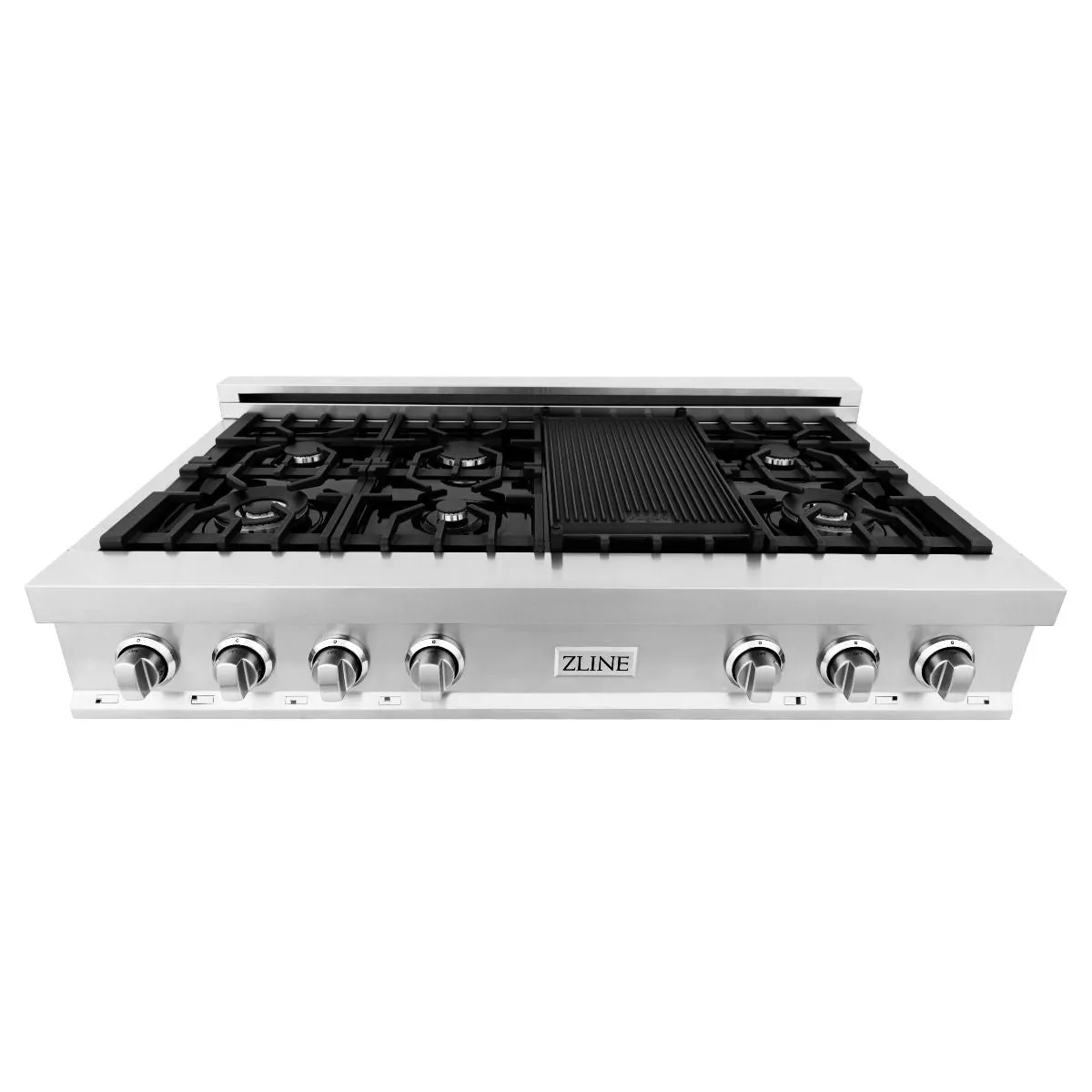 ZLINE 5-Piece Appliance Package - 48-Inch Rangetop, Refrigerator, 30-Inch Electric Double Wall Oven, 3-Rack Dishwasher, and Convertible Wall Mount Hood in Stainless Steel (5KPR-RTRH48-AWDDWV)