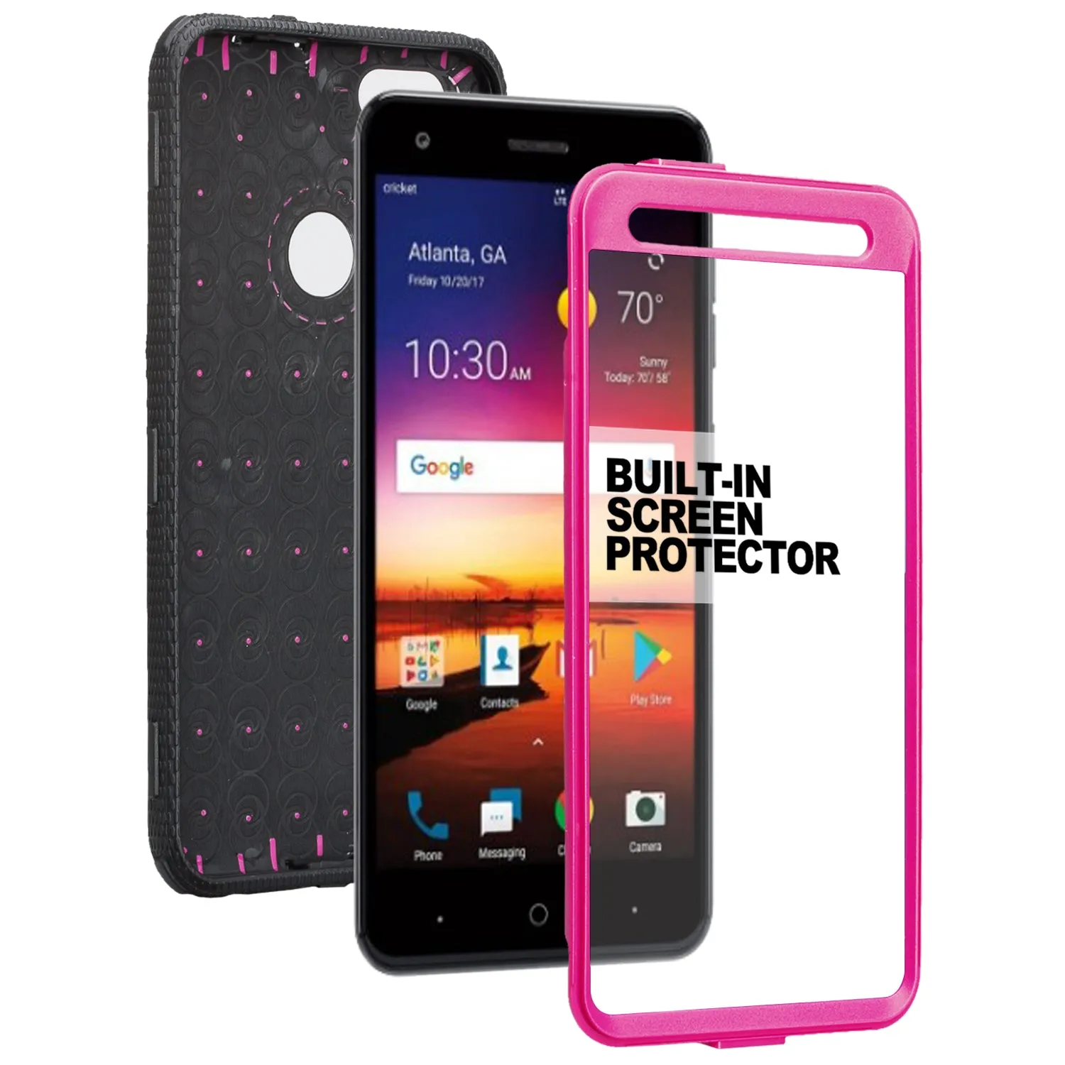ZTE Blade X Case, ZTE Z965 Case, Triple Protection 3-1 w/ Built in Screen Protector Heavy Duty Holster Shell Combo Case Cover - Purple